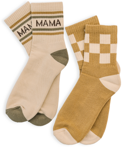 Mama + Checkered Women's Sock Set